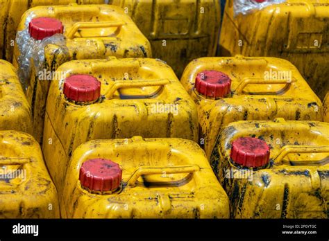 Stock Of Dirty Plastic Jerry Cans Stock Photo Alamy