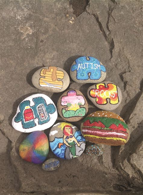 Autism Rocks Painted Colorful Rocks Promotes Autism Acceptance