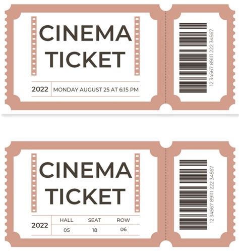 Two Tickets With The Word Cinema Ticket Printed On Them Both In Pink