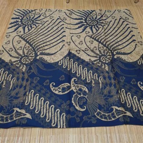 Kain Batik Kombinasi Biru Cream Batik Lintang Asmoro