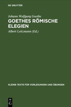 Pdf Goethes R Mische Elegien De Johann Wolfgang Goethe Libro