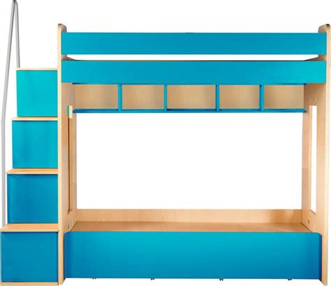 Yipi Flexi Bunk Bed With 6 Ft Sofa Cum Bed And Storage In Sky Blue Engineered Wood Bunk Bed