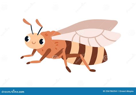 Cute Honey Bee With Funny Smiling Face Expression Happy Honeybee Stock