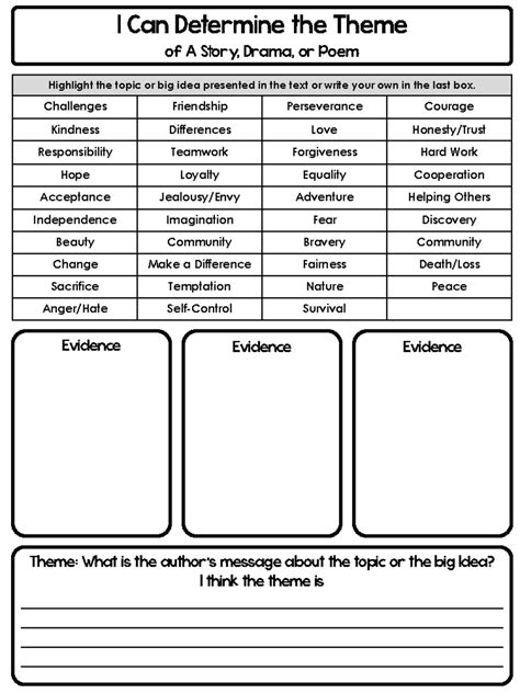 Determine Theme Graphic Organizer Freebie 1 I Can Determine The Theme Of A Story Drama Or