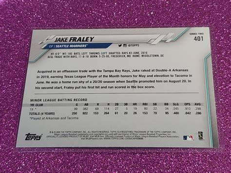 Jake Fraley 2020 Topps Series 2 RC Rookie 401 Seattle Mariners EBay