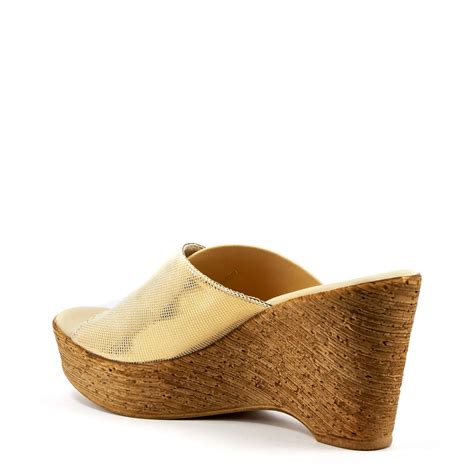 Gold Leather Wedge By Onex Shoes | Diane Platinum Leather – Erik's Shoes