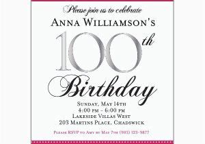 100th Birthday Invitation Wording Happy 100th Birthday Party Invitation ...