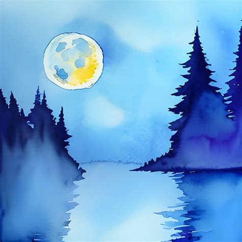 Blue Moon Water Color Arthubai