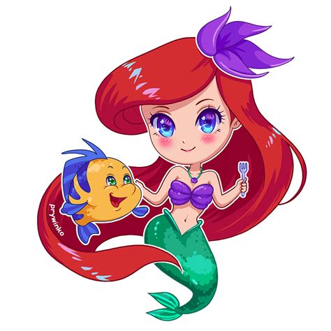 Ariel Chibi Sticker By Prywinko On Deviantart Disney Little