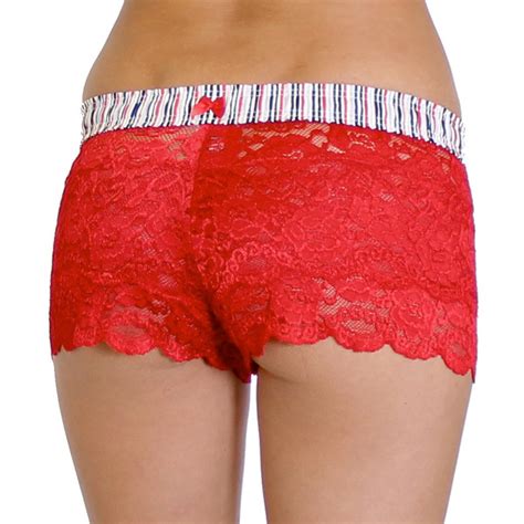 Red Lace Boxers With Navy Red Black And Gray Foxers Band