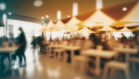 Abstract Blur Food Court In Shopping Mall For Background Generative Ai