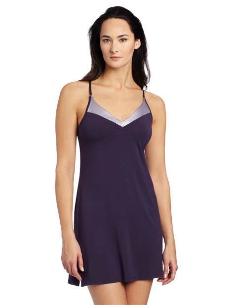 Satin V Neck Chemise In Purple Lingerie