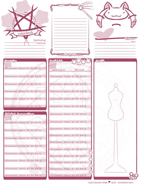 Oc Art 5e Update Cute Character Sheet Spell Sheets Rdnd