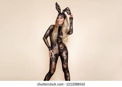 Sexy Blonde Woman Posing Halloween Black Stock Photo 2212088565 Shutterstock