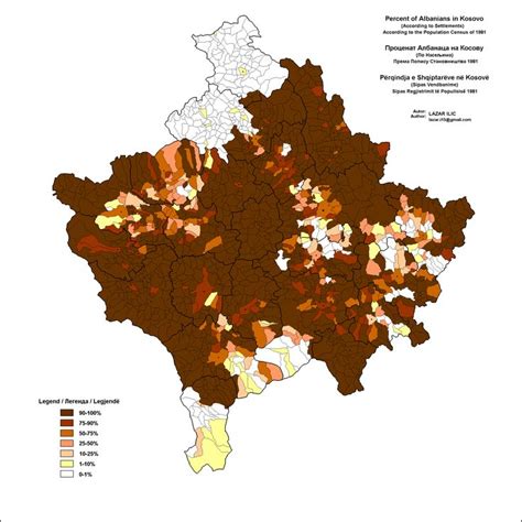 Ethnic Map Of Kosovo And Metohija Showing The Percent Of Albanians In