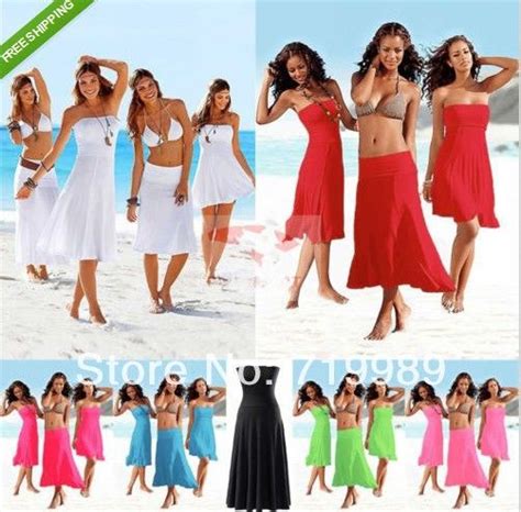 Wholesale Sexy Women In Strapless Bikini Cover Up Bandeau Dress Swimwear Beach Skirt From