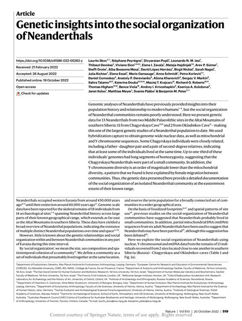 Pdf Genetic Insights Into The Social Organization Of Neanderthals