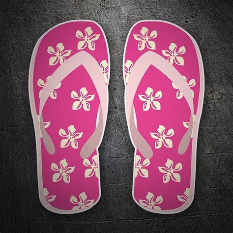 Aufkleber Magentafarbene Flip Flops Mit Hawaiianischen Blumen