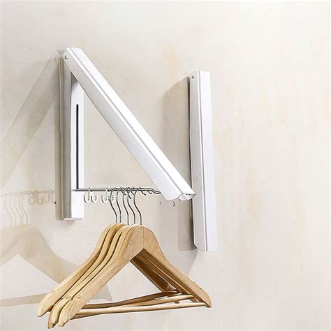 Foldable Wall Mount Clothes Hanger Space Aluminum Towel Cloth Drying