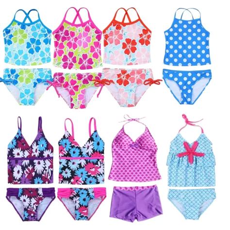 KINDER MÄDCHEN TANKINI Badeanzug Badehose Bademo Bikini Schwimmanzug NEU EUR