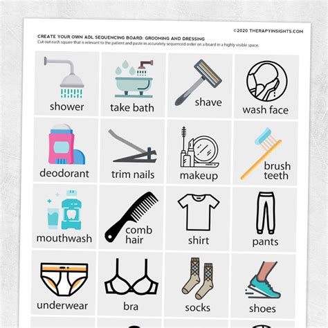 Printable Adl Sequencing Cards