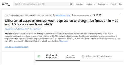 Differential Associations Between Depression And Cognitive Function In