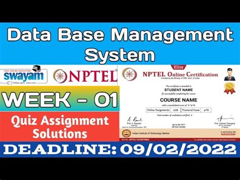 Database Management System Nptel Week Assignment Solution