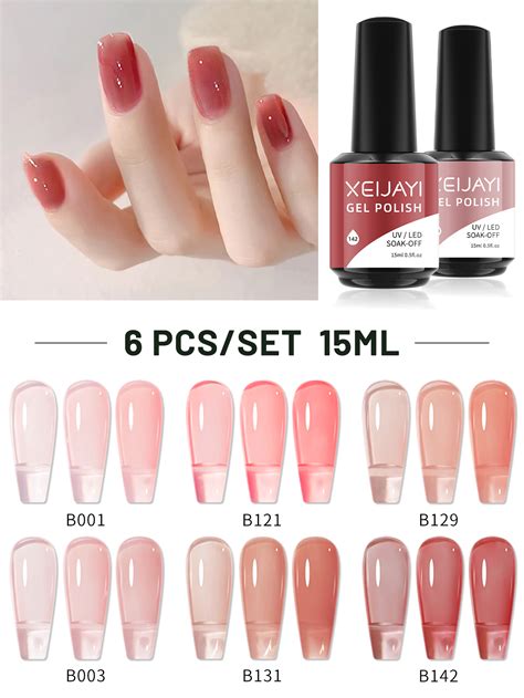 PCS Ml Jelly Nude Gel Nail Polish Semi Transparent Summer Nails Camouflage Soak Off UV LED