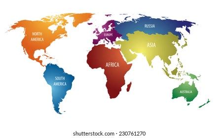 แผนที่โลกที่มีทวีปที่มีสีสันและรัสเซีย Atlas - เวกเตอร์ EPS10: เวกเตอร์ ...