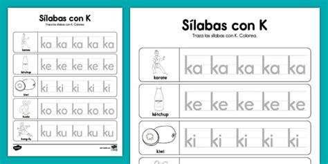 Actividad Sílabas iniciales con K Hecho por educadores