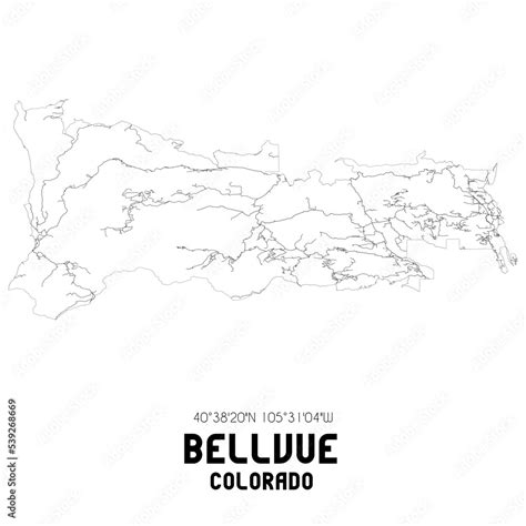 Bellvue Colorado. US street map with black and white lines. Stock ...