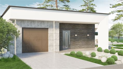 Современный одноэтажный дом с плоской крышей | KOROVAI