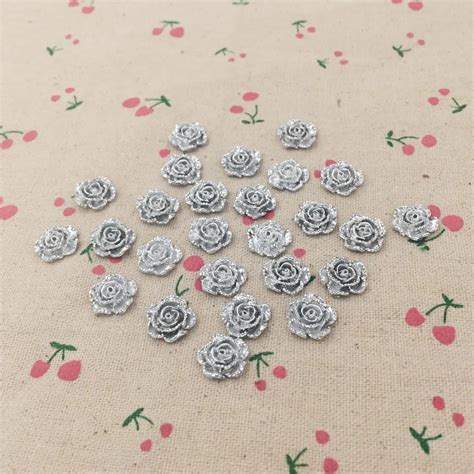 100pcs Flatback Flat Back Resin Flower Cabochon Kawaii DIY Resin Craft