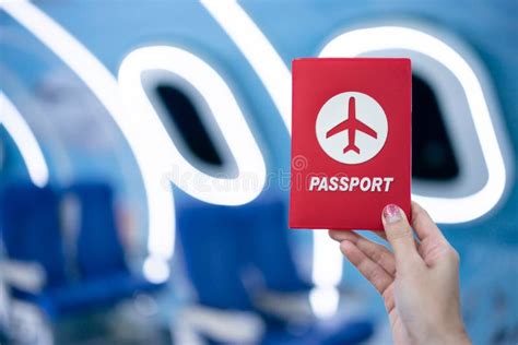 Woman Hand Showing Passport Inside Airplane Stock Image Image Of Pass