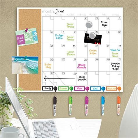 Board Dudes 16" x 20" Color Coded Magnetic Dry Erase Calendar and ...