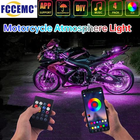 RGB APP LED Motocykl Samoch D Atmosfera Foot Light Pilot Elastyczna