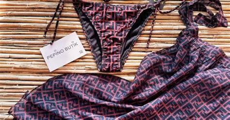 3 lü İthal Kahve Pareolu Bikini Set