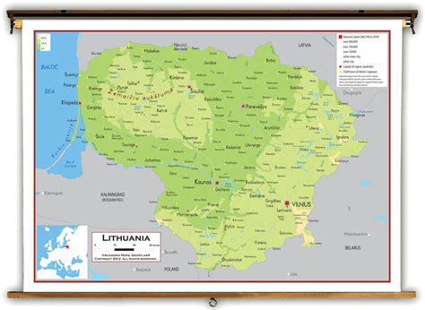 Lithuania Physical Educational Map from Academia Maps | World Maps Online