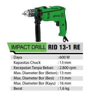 Jual Ryu Impact Drill Mesin Bor Tangan Untuk Besi Kayu Tembok Bolak