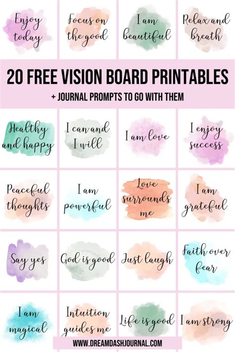 Free Vision Board Printables Journal Prompts For Manifesting Free