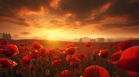 Premium AI Image | Remembrance Day poppy field Generative AI