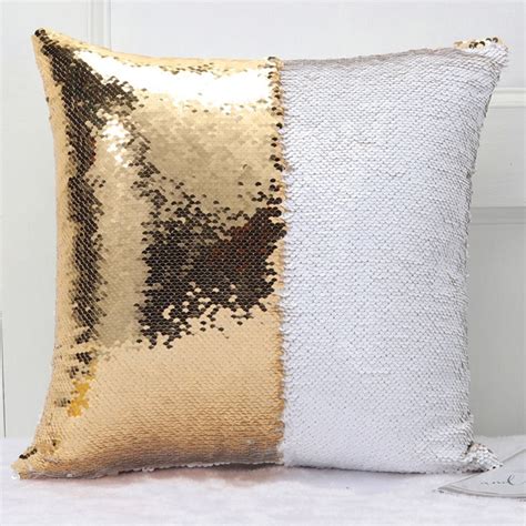 DIY Two Tone Glitter Sequins Throw Pillow Case Reversible Sequin