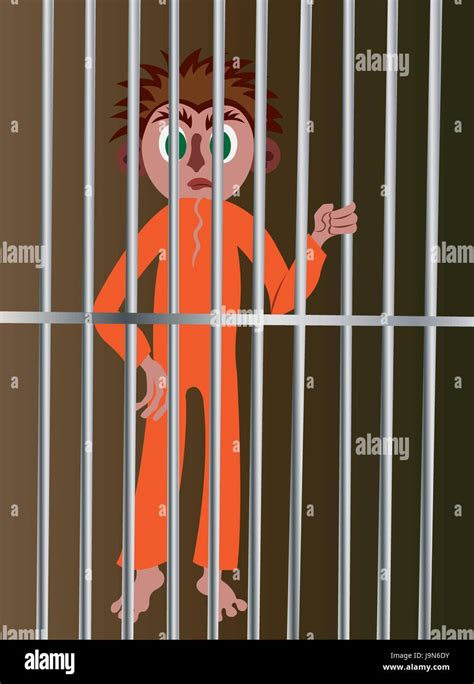 An Inmate Standing Behind Bars Stock Vector Image And Art Alamy