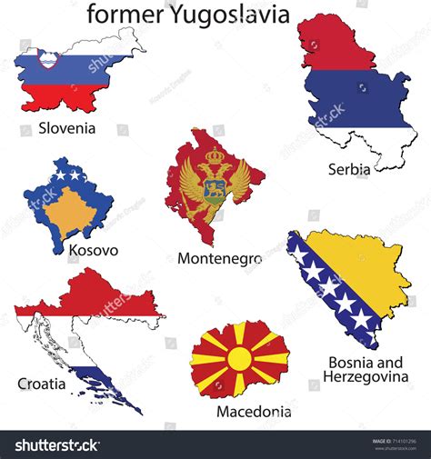 Maps Countries Former Yugoslavia Region Flags Stock Vector (Royalty ...