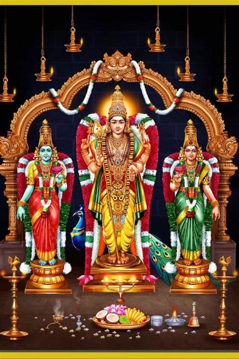 Lord Murugan With Devyani And Valli Poster Artofit