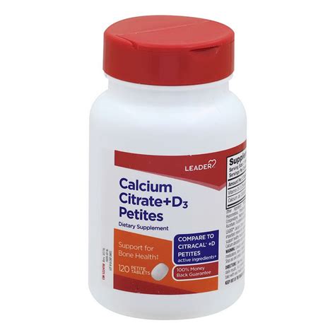 Leader Calcium Citrate Plus D3 Petites Petite Tablets 120 Ea