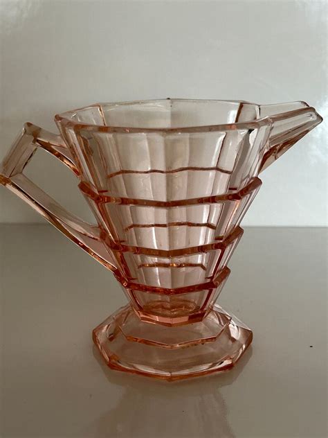 Pink Depression Glass Tea Room Indiana Glass Footed Art Deco Etsy