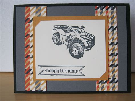 Atv Card Diy Masculine Grey Orange Happy Birthday With Design From Sue