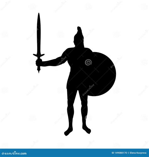 Ares God War Silhouette Ancient Mythology Fantasy Stock Vector