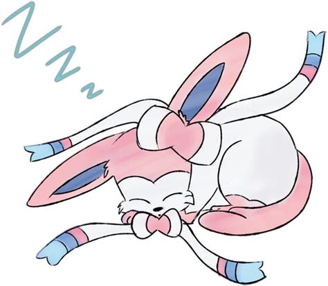 Sylveon sleeping by Goddess-of-olympus on DeviantArt